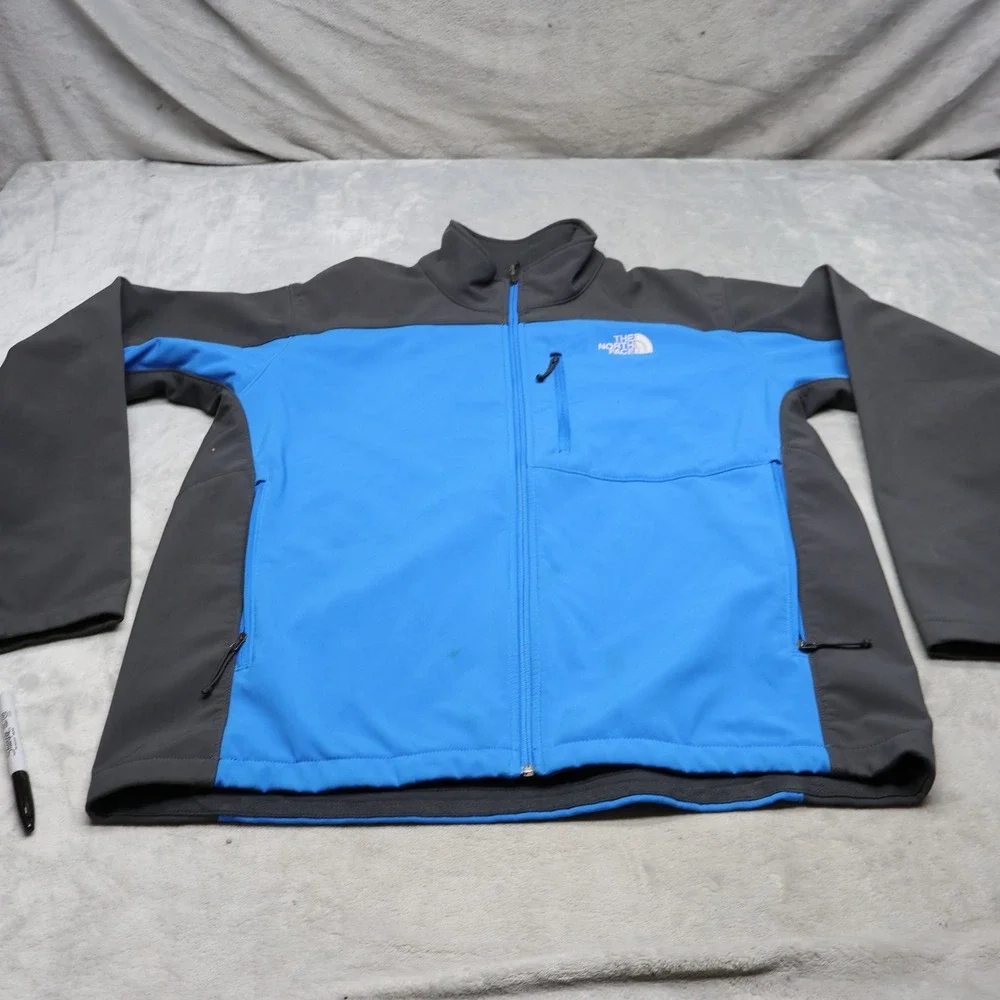 North Face Jacket Mens XL Blue Softshell Apex Bionic Fleece Lined Wind Rain Hike